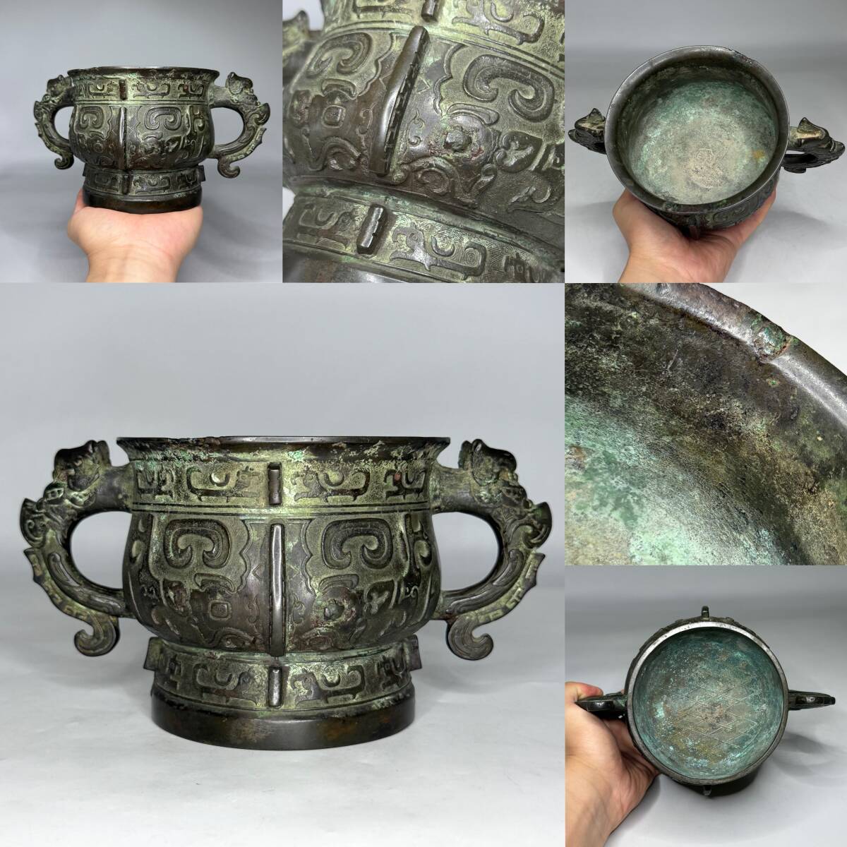 流】古美術品 時代 古銅 牛に賢人のったり香炉 KH620