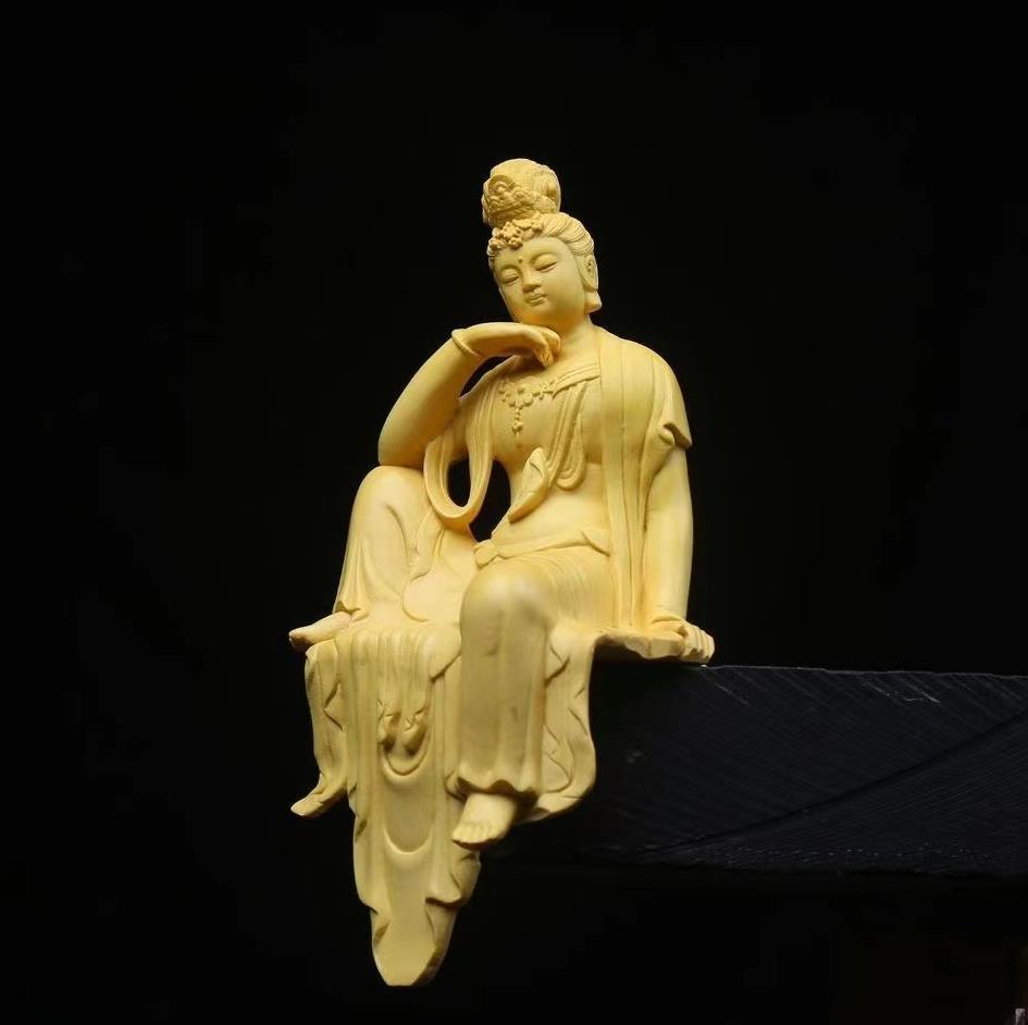 琴》送料無料 仏教美術 時代 木彫塗金仏立像 厨子仏 58cm TM607-