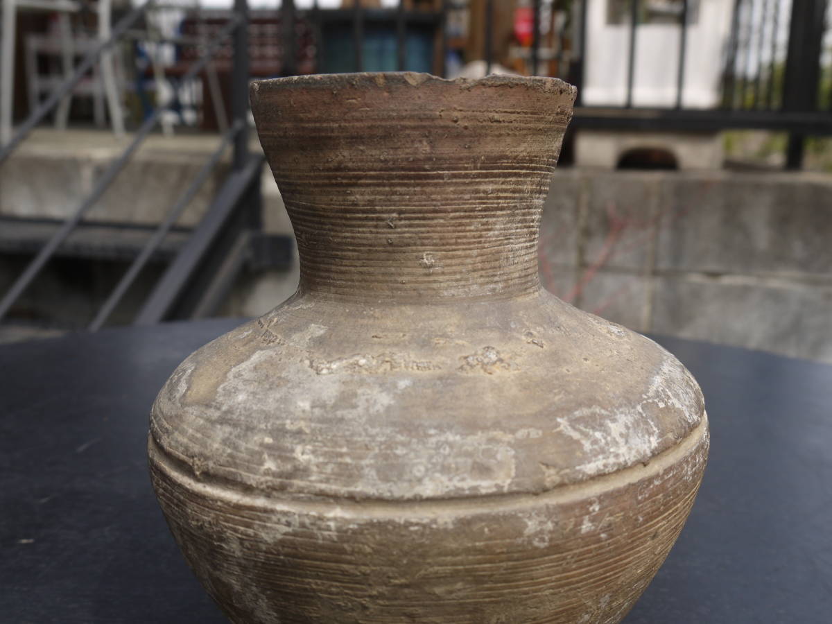 貴重 須恵器 珠洲焼 古代格子叩き文壷 大花瓶 古美術品（新羅土器）C69 